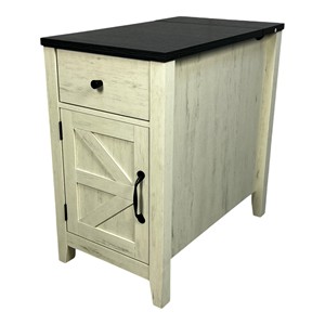 Farmhouse End <b>Table</b> With Barn Door And Drawer Storage For Bedroom Living Room - Product Image 5