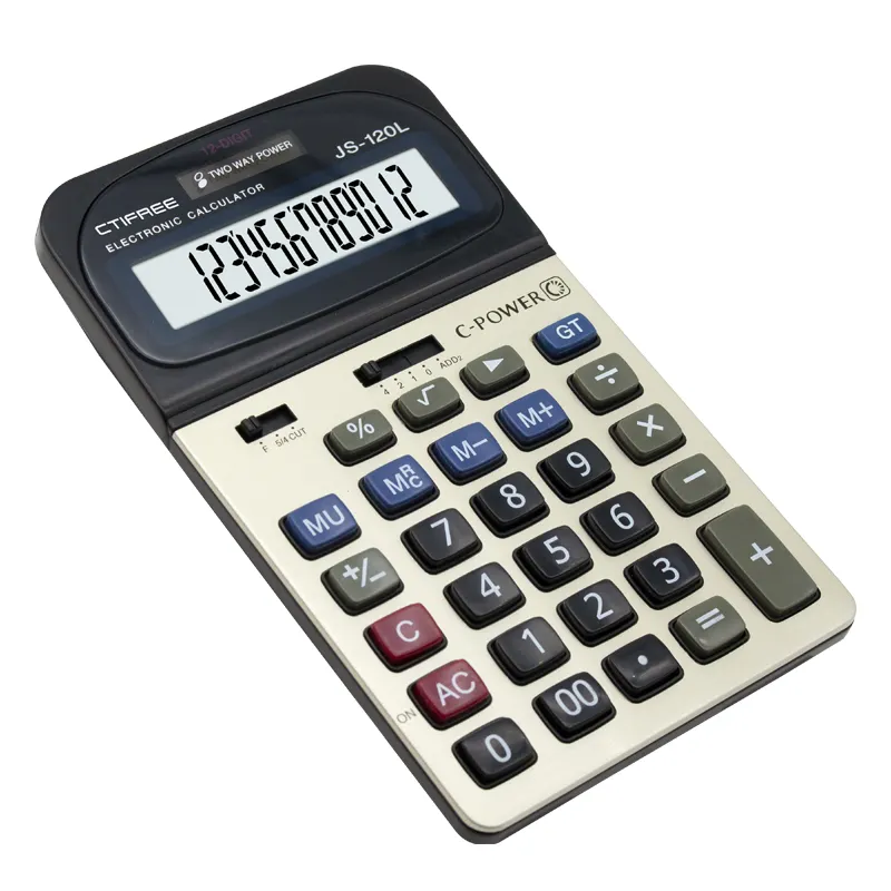 Desktop Calculator 12 Digit LCD Display Screen Modern Design Battery Solar Home Office School Functions Use Basic Calculator
