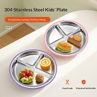 Nouvelle petite assiette de 20 cm avec base à ventouse, trois compartiments, style minimaliste, vaisselle compartimentée pour étudiants