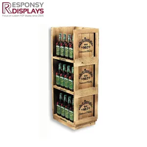 Cổ điển sàn gỗ đứng rượu Rack hiển thị với năm tầng lưu trữ cho chai rượu Whisky Vodka trong cửa hàng bán lẻ rượu - Product Image 4