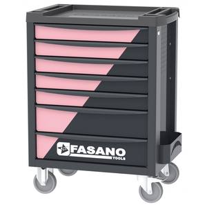 Fasano <b>Tools</b> 7 Drawer Rolling <b>Tool</b> <b>Cart</b> Black Pink Auto Repair Storage Cabinet With Wheels - Product Image 1