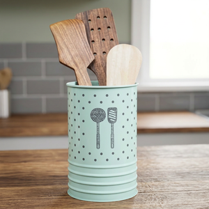 Support de rangement de cuisine cylindrique en métal à pois pour ustensiles, style moderne, type sur pied - Product Image 4