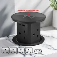 Nouvelle prise Pop up 4 sorties interrupteur de table caché prise à ressort de table de charge sans fil avec 2 USB