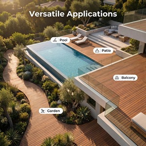 <strong>Decking</strong> Wood Plastic Composite <strong>Decking</strong> Board Waterproof UV Resistant Low Maintenance Outdoor Resort Landscape Flooring - Product Image 6