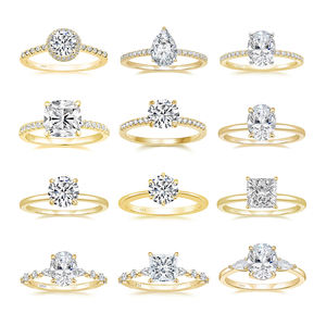 OAHLAN kadın S925 gümüş kübik zirkonya tektaş altın kaplama düğün nişan parti <span class=keywords><strong>Promise</strong></span> yüzükler hediyeler için - Product Image 1