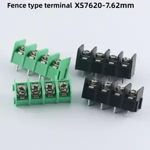 XS7620-7.62 מ""מ בלוק מסוף חיווט PCB בלוק חשמל שחבור מסוף מתח מתג מסוף ירוק שחור