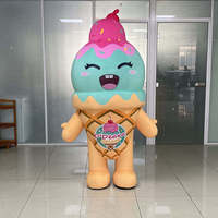 Costume gonflable publicitaire personnalisé pour promotion de marque, motif crème glacée de dessin animé, en tissu Oxford, mascotte gonflable amusante et ambulante