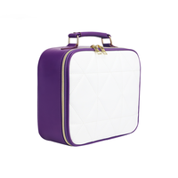 Sac cosmétique personnalisé à fermeture éclair avec lumière LED, tissu PU haut de gamme, rangement de maquillage portable pour les voyages
