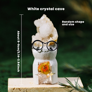 Venta al por mayor de cristal crudo natural cueva ornamento <span class=keywords><strong>Groot</strong></span> muñeca con gafas de cristal artesanía regalo de cumpleaños - Product Image 3