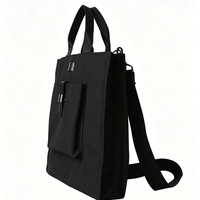 Sac bandoulière minimaliste noir avec poche avant, sangle amovible, sac en toile pour les trajets quotidiens, pour le travail, le bureau