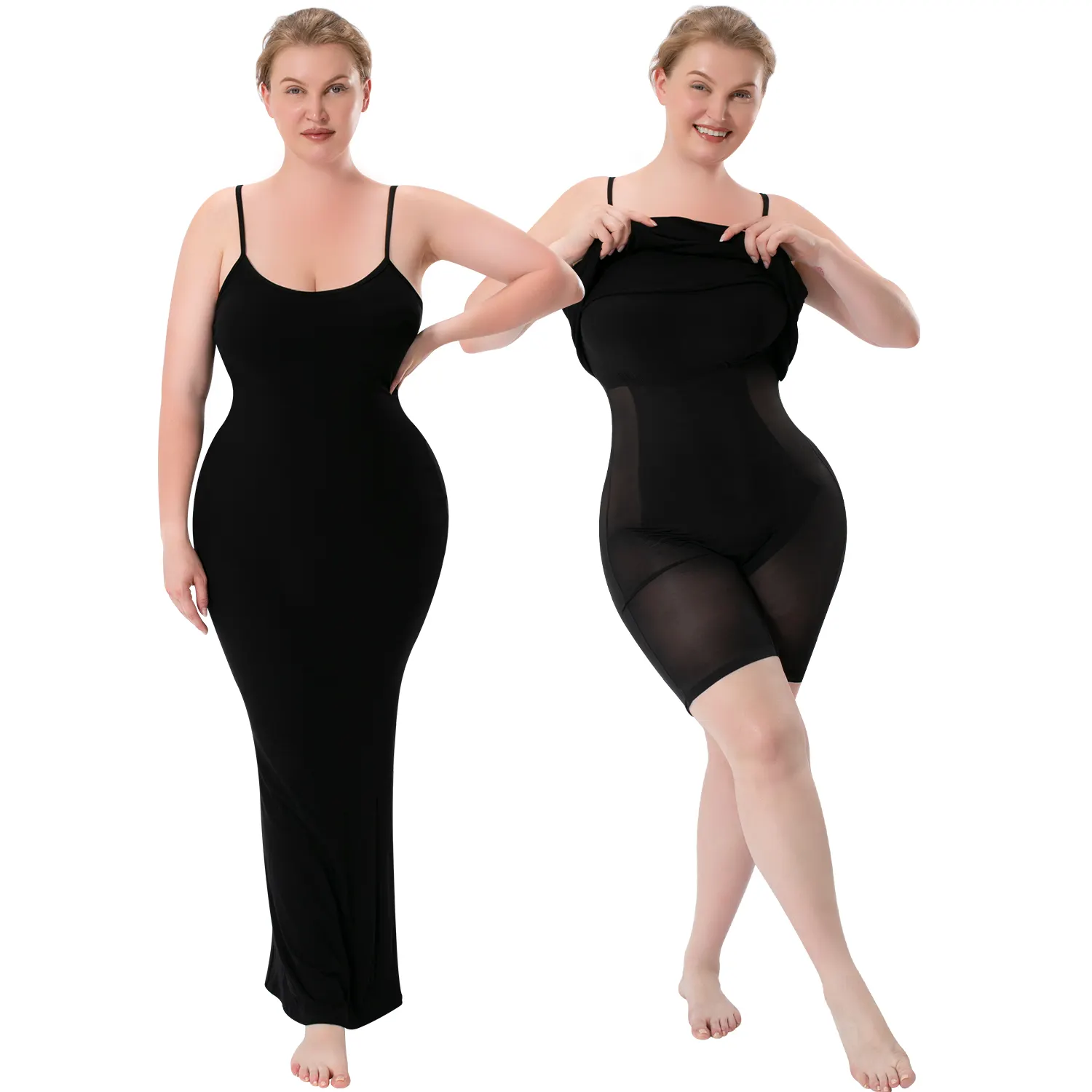 Built in Shapewear Slip Dress for Women Tummy Control Camisole Full Slip Under Dress Seamless Body Shaper