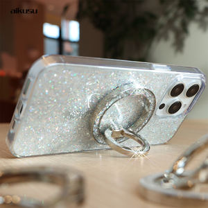 Support de téléphone portable en paillettes argentées - Product Image 3