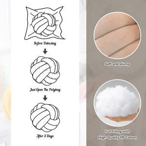 Cojín Redondo Grande de 35 cm, Suave, <span class=keywords><strong>con</strong></span> Nudo, para Sofá, Dormitorio, Decoración del Hogar, Cojín Decorativo <span class=keywords><strong>con</strong></span> Nudo - Product Image 3