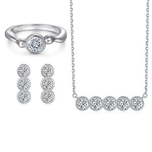 Three-Piece S925 Sterling Silver Vintage Style Necklace Earring <b>Ring</b> <b>Set</b> Zircon for <b>Women</b>-for Parties - Product Image 1