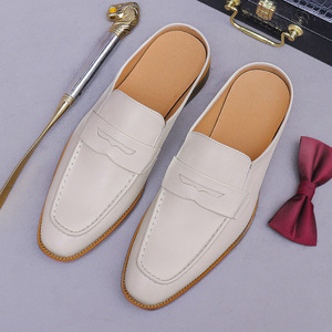 Business casual men's leather shoes <b>half</b>-trousers genuine leather lazy shoes one-piece casual leather shoes baggy <b>slip</b>-on shoes - Product Image 5