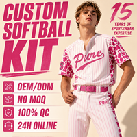 Uniforme de Softbol Personalizado FQ, Camiseta Sublimada con Botones, Pantalones Transpirables, Duraderos, Unisex, para Hombre y Mujer, Kit Completo