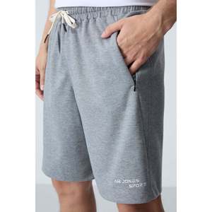 Pantalones cortos básicos para hombre de algodón gris melange, gruesos, suaves, con textura y ajuste estándar - 81276 - Gb melange - Product Image 3