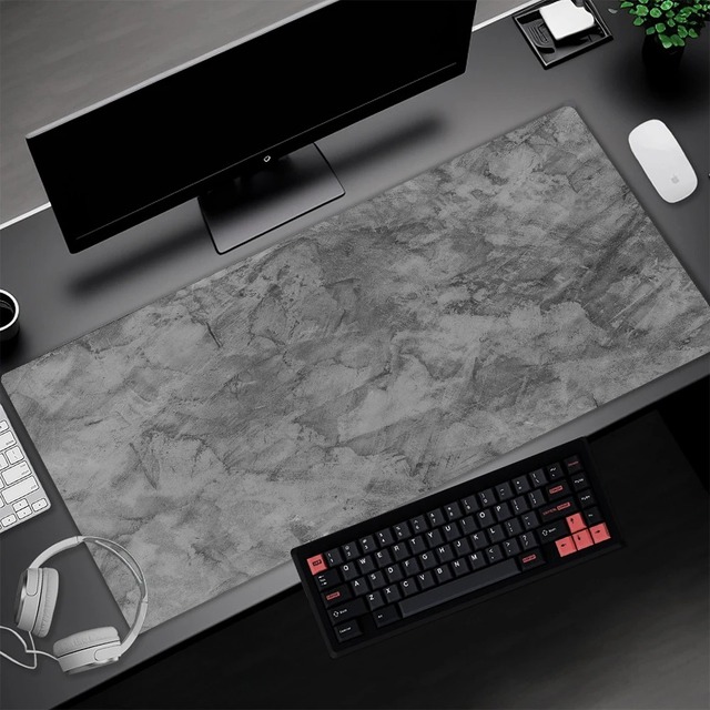 Gaming Mouse Pad Gray Maous Pad Computer Mat Large Mousepad Marble Keyboards Accessories Offices Pc Setup Deskmat Water Proof