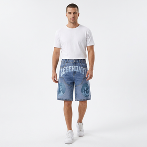 Shorts de Mezclilla Estampados Legendarios, Cintura Alta, Estilo Streetwear, Shorts de Jean para Hombre, Verano - Product Image 5