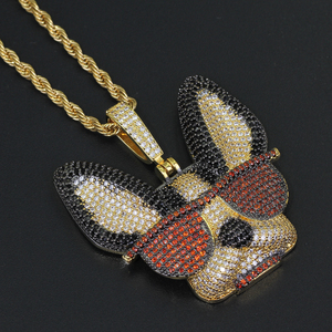 Colar Hip Hop Iced Out com Pingentes Grandes de Latão Banhado a Ouro CN137 e Zircônias Cúbicas, Joia de Festa para Homens e Mulheres, Presente - Product Image 6