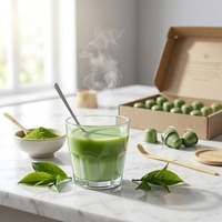Poudre de Matcha Instantanée Cérémoniale Fraîche Certifiée USDA, 100% Thé Vert, pour la Santé et la Minceur, Vente en Gros, en Vrac, en Boîte, en Sac, en Tasse