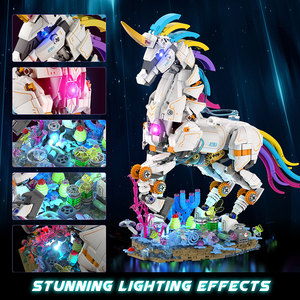 JMBricklayer Blocs de construction mécaniques licorne arc-en-ciel, <span class=keywords><strong>1492</strong></span> pièces, modèle de décoration de base aux algues fantastiques, cadeau pour filles et collectionneurs adultes - Product Image 2