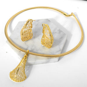 Simple Design Luxury Copper <b>Bridal</b> Jewelry <b>Set</b> Earrings and <b>Necklaces</b> for Women - Product Image 2