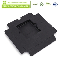 Plateau en pulpe de papier biodégradable écologique, insert moulé noir personnalisé, emballage haut de gamme pour l'électronique