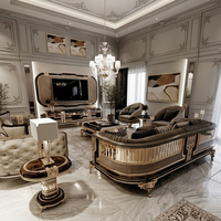 Ensemble de canapés en velours taupe néo-classique de luxe, canapé capitonné moderne italien avec incrustation en métal miroir pour salon de villa haut de gamme