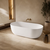 Nouvelle arrivée : Baignoire autoportante élégante en surface mate solide pour hôtels et spas, baignoire en pierre artificielle
