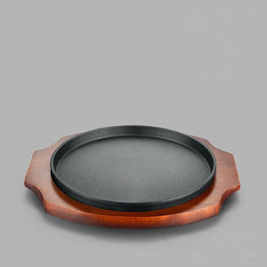 Piastra per Barbecue con Base <span class=keywords><strong>in</strong></span> Legno per Ristoranti, Vassoio Rotondo <span class=keywords><strong>in</strong></span> Ferro per Servire Bistecche, Pentola <span class=keywords><strong>in</strong></span> <span class=keywords><strong>Ghisa</strong></span> per Sfrigolare - Product Image 3