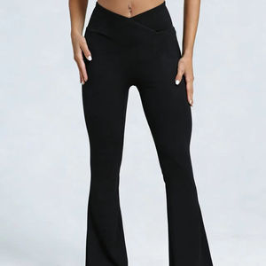 Nuevo Conjunto Deportivo Modal de Cintura Alta para Mujer, Pantalones de Yoga con Corte en V, Leggings de Yoga con Cinturón Cruzado para Entrenamiento - Product Image 1