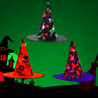 Cappello da strega viola con stampa fantasma di Halloween, cappello da mago a punta, accessorio per costume da festa cosplay