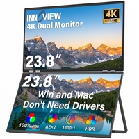 Monitor Portátil Dual 4K de 23.8 Pulgadas, 60Hz UHD, Pantalla Extensible Plegable con Altavoces Integrados para Mac, Windows, Portátiles y Juegos