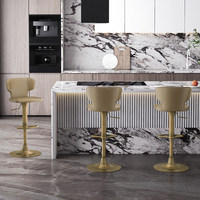 Tabouret de bar moderne et simple, réglable en hauteur, avec dossier, en cuir importé bronze antique, style luxe léger pour la maison