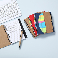 Ensemble de blocs-notes adhésifs personnalisés créatifs, bloc-notes personnalisé, bloc-notes en papier kraft pour entreprise, carnet à spirales avec stylo