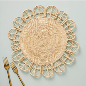 Boho Rattan Flower <b>Woven</b> <b>Placemat</b> Handmade Wicker Table Mat Rustic Dining Decor Heat Resistant Eco-Friendly - Product Image 4
