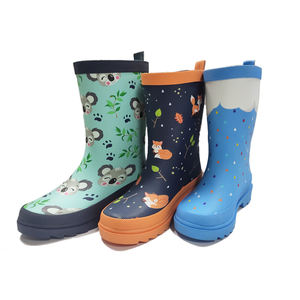 Enfants mignon bottes <span class=keywords><strong>de</strong></span> <span class=keywords><strong>pluie</strong></span> en caoutchouc à la mode coloré talon plat confortable doux imperméable enfants Midi caoutchouc naturel filles garçons - Product Image 1