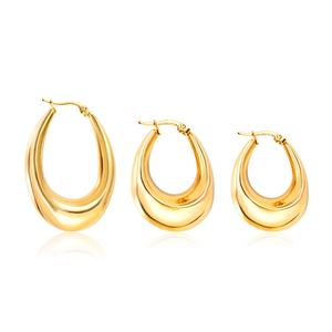 Nuevos Aretes de Aro Geométricos Gruesos de Acero Inoxidable con Baño de Oro PVD de 18K de Alta Calidad para Mujer - Product Image 5