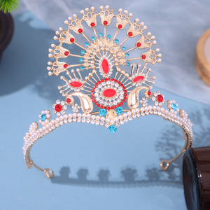 Corona Nacional Estilo Indio Árabe Islámico, Color Oro Perla, con Diseño de Pavo Real, Estilo Vintage - Product Image 2
