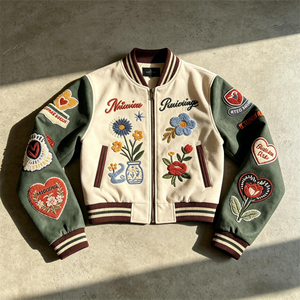 Giacca Varsity Personalizzata da Donna, <span class=keywords><strong>Abbigliamento</strong></span> Streetwear Stampato, Giacca Baseball Letterman, Giacca Bomber per Donne - Product Image 1
