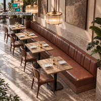 Ensemble de sièges de restaurant, ensemble de table à manger, mobilier commercial en cuir PU et bois, personnalisable, OEM, fabricant en gros, Chine