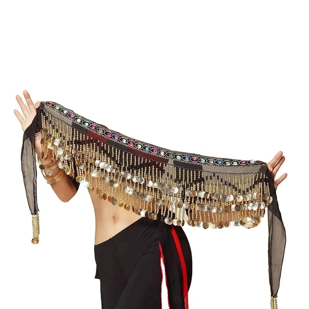 Bestdance Tari Perut Pinggang Syal Rhinestone Multi Warna Manik Rumbai Wave Hip Syal Ikat Pinggang 5 Warna