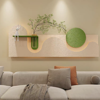 Nouvelle Décoration Murale de Luxe, Peinture Texturée en Relief 3D, Sculpture Géométrique Faite à la Main, Minimaliste, Peinture en Grès Décorative avec Éclairage LED
