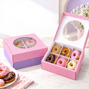 Caja de Cartón Corrugado de Lujo Personalizada, Resistente al Aceite, Portátil, para Llevar Galletas y Donuts, Reciclable, con Separador de Tarjetas, Directo de Fábrica FX - Product Image 1