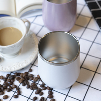 12 Oz Mug Cangkir Kopi Kaca Anggur Polos Perjalanan Baja Tahan Karat Vakum Terisolasi Dinding Ganda Cetak Kustom