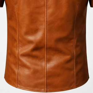 Camisa de Cuero de Manga Corta de Alta Calidad para Hombre, Nuevo Diseño Personalizado, Camisa Casual Ligera con Botones para Hombre - Product Image 2