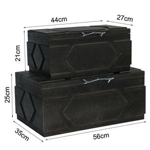 2 चित्रित काले लकड़ी के भंडारण ट्रंक के साथ 2 चित्रित काले लकड़ी के भंडारण ट्रंक का सेट घर के भंडारण के लिए अनुकूलन योग्य घरेलू भंडारण छाती - Product Image 3