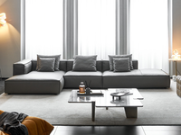 Ensemble de canapés de luxe en cuir de style moderne pour projets hôteliers, avec revêtement en coton écologique en forme de L