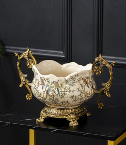 Fabrication chinoise, style européen, artisanat de fleurs en céramique turque de luxe antique fait main avec base en alliage, design <span class=keywords><strong>Art</strong></span> Déco - Product Image 5